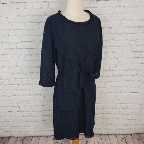 TAHARI Blue Lace Shift Dress sz10 pockets - Picture 2 of 6